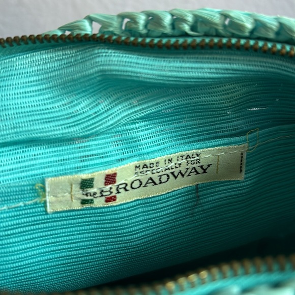 Turquoise Blue The Broadway Raffia Handbag Purse Made in Italy Never Used - Picture 3 of 5